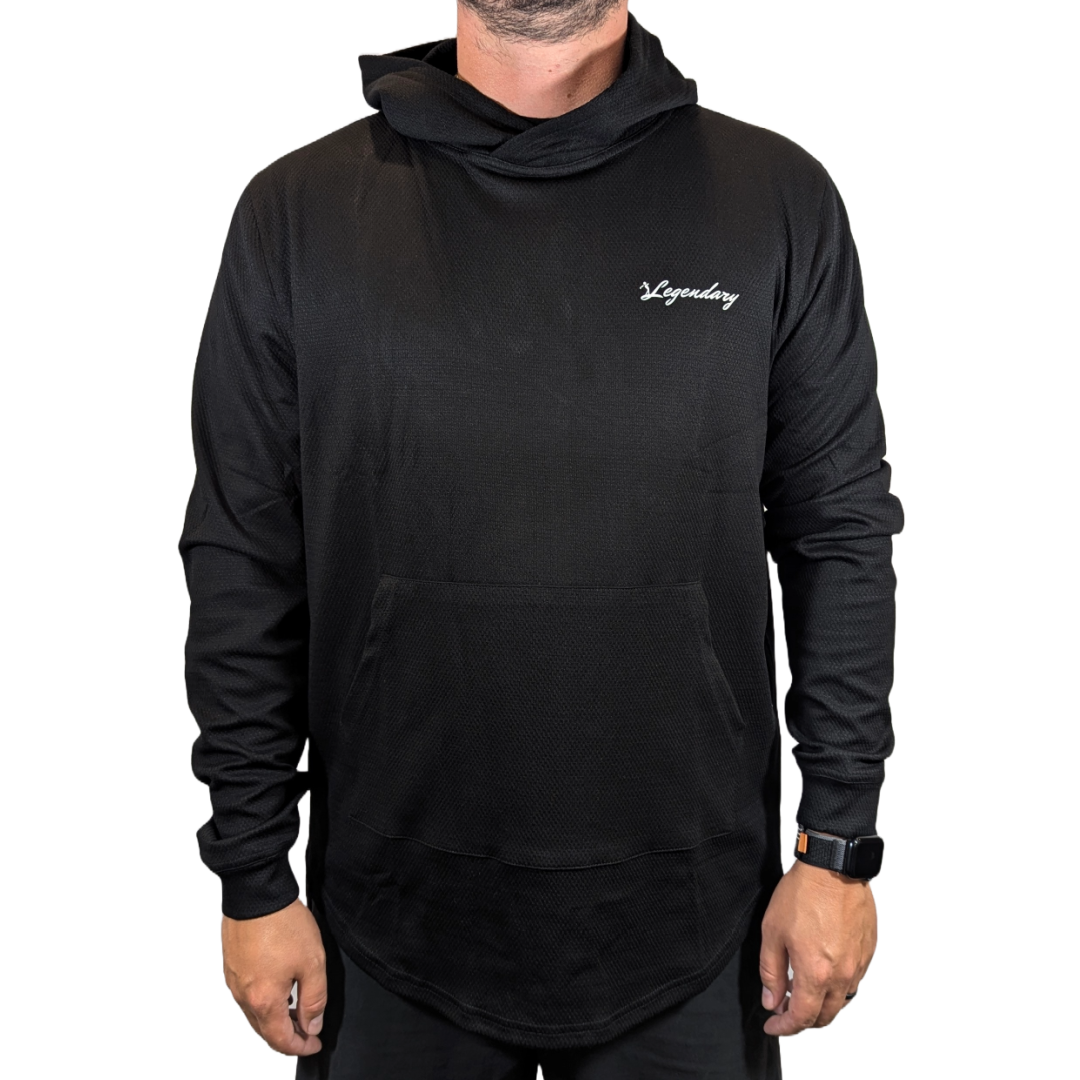 Waffle Knit Hoodie (Black) – Legendary Golf Apparel Waffle Knit Hoodie (Black) – Legendary Golf Apparel